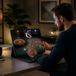 Jeu de casino en ligne sur tablette