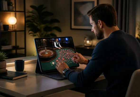 Jeu de casino en ligne sur tablette
