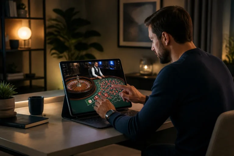 Jeu de casino en ligne sur tablette