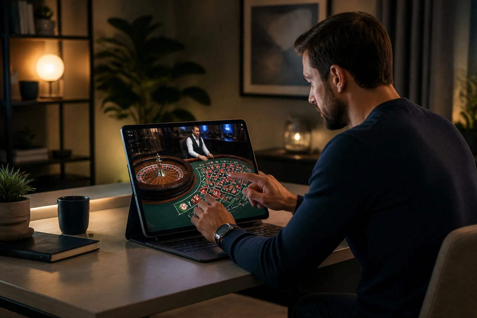 Jeu de casino en ligne sur tablette