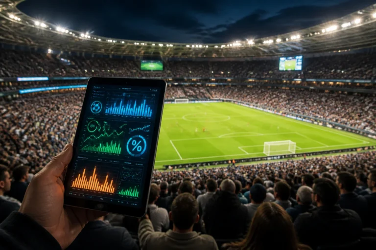 Tablet de statistiques de football dans un stade