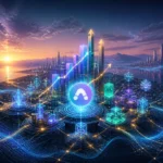 Paysage financier futuriste aave