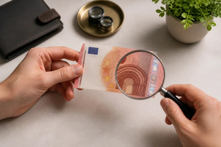 Inspection dun billet de 10 euros