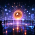 Revolution numerique icone crypto lumineuse