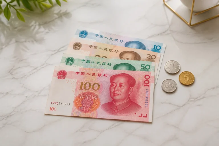 Billets et pieces de renminbi chinois