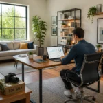 Travailleur independant dans un bureau moderne