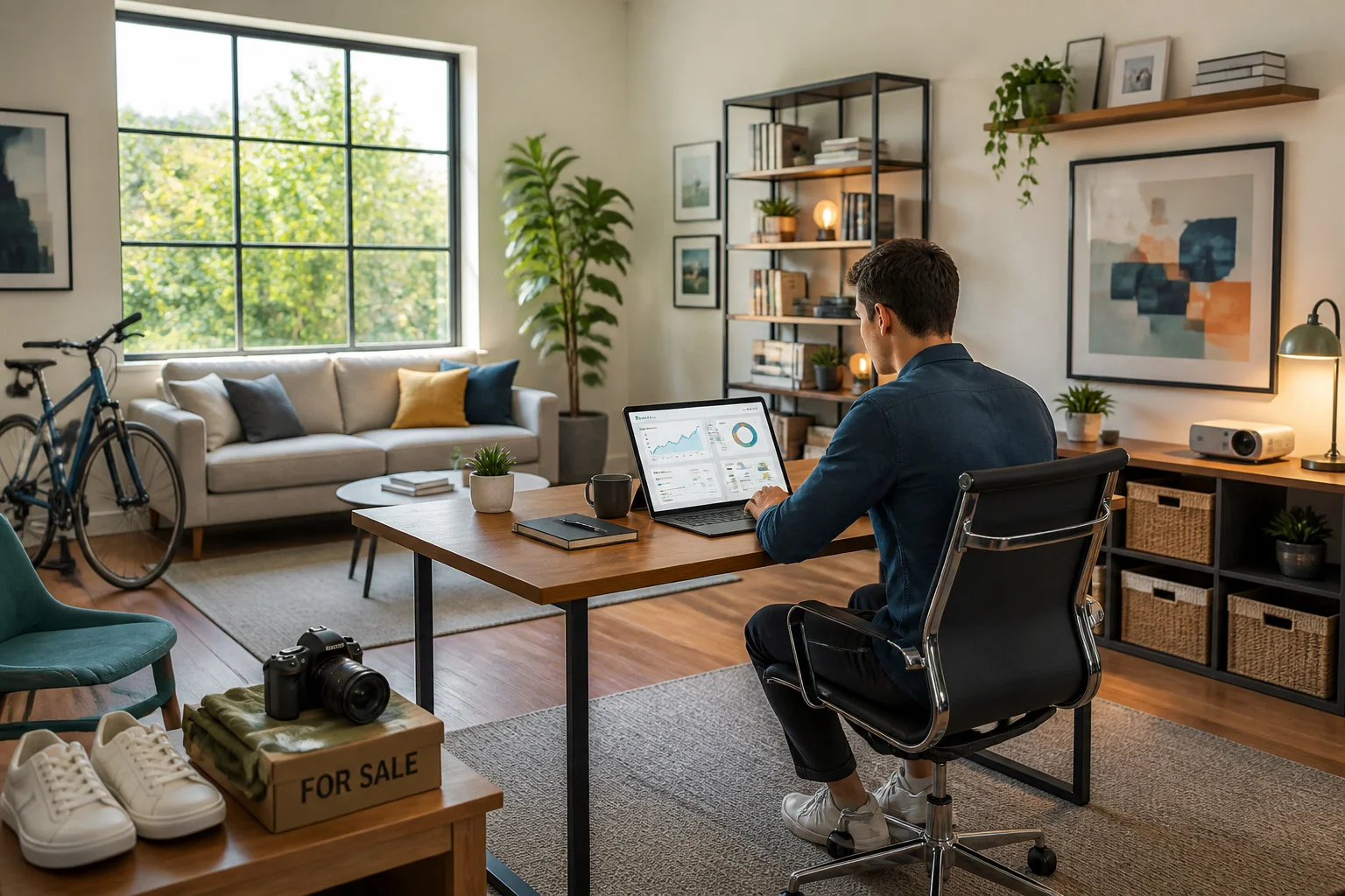 Travailleur independant dans un bureau moderne