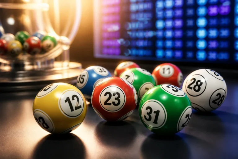 Boules de loterie colorees attendant le tirage