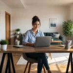 Travailleur independant dans un bureau a domicile moderne