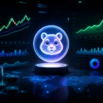 Icone de hamster neon sur tableau de bord financier