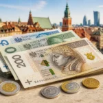 Zloty polonais et vue urbaine