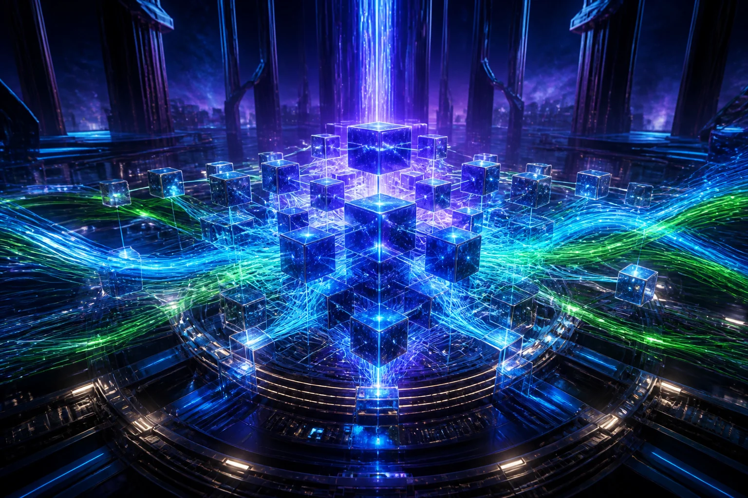 Reseau blockchain ia lumineux