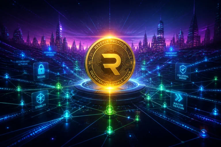 Piece crypto futuriste et reseau blockchain