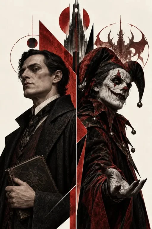Arkham DMC et son alter ego Jester devant Temen-ni-gru