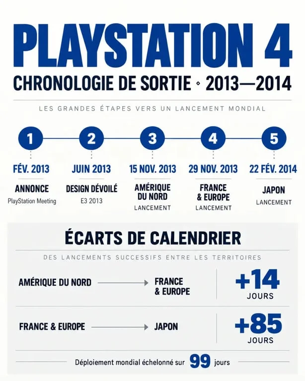 Quand est sortie la PS4 : chronologie des dates de lancement en Amérique du Nord, en France et au Japon