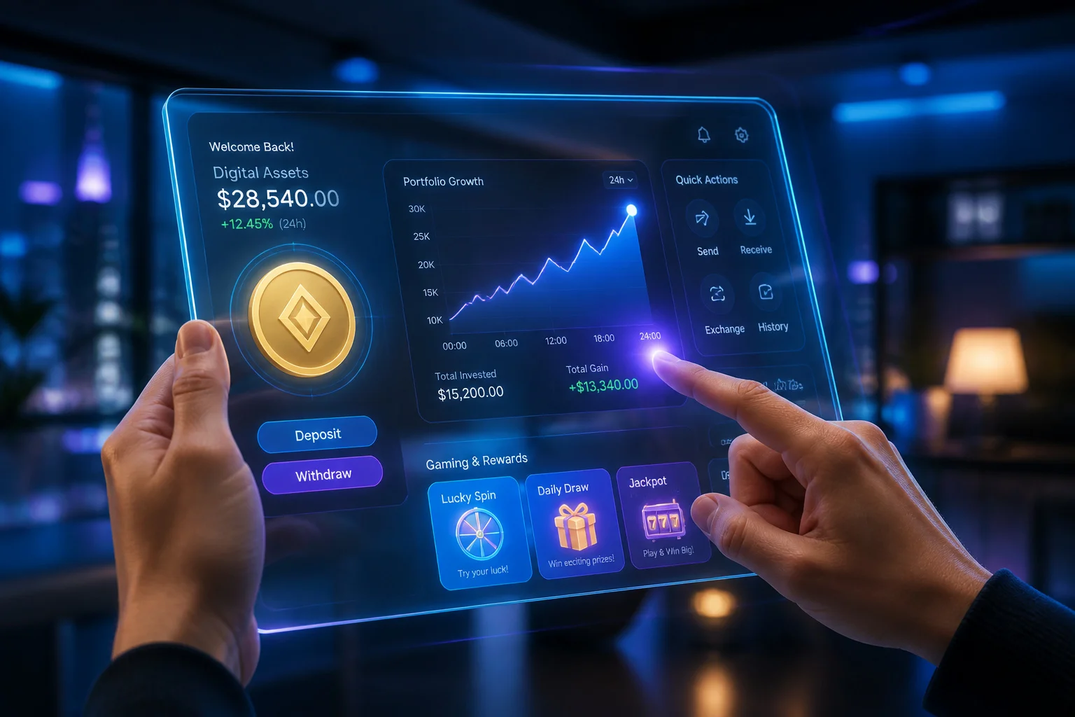 Tablette holographique crypto et croissance