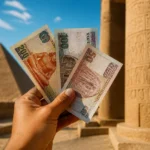Argent egyptien devant les pyramides