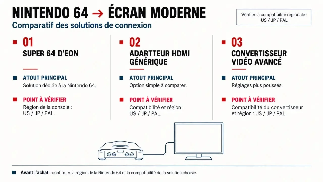 Comparatif n64 super 64 et solutions de connexion HDMI pour Nintendo 64
