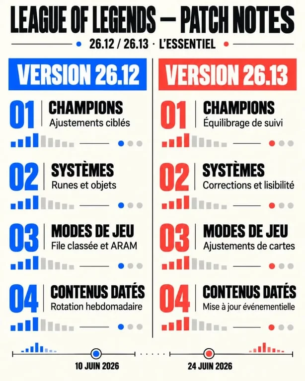Patch note LoL 26.12 et 26.13 : comparaison des changements et dates de disponibilité